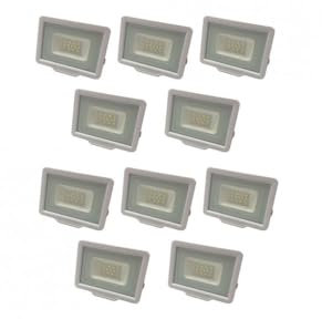Optonica Lot de 10 Projecteurs LED Blancs 10W (50W) Étanche IP65 800lm - Blanc Naturel 4500K - 230V