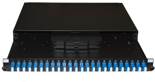 LINK LK24FODN Glasfaserplatte 19 Zoll mit 24 SC-Türen Duplex Tiefe 250 mm schwarz mit Zubehör