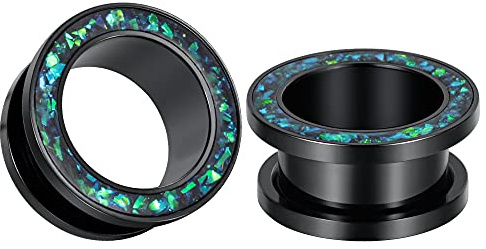 COOEAR 1 Paar Gauges Ohrringe Circle Fake Opal Tunnel Ohrstöpsel Flesh Stretchers Expander 8mm bis 25mm.