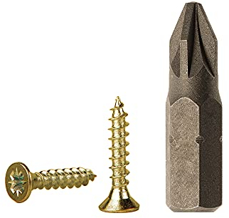 Lote de 500 tornillos de madera de acero chapado en zinc amarillo de 2,5 x 10 mm, tornillos de aglomerado, tornillo universal Pozi-Drive, PZ cabeza avellanada Pozidriv (500, 2,5 x 10 mm)