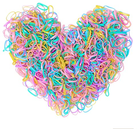 Cooetr 1000 Pezzi Mini Elastici Gomma Multicolore Elastico Morbidi per Capelli Piccoli, Bambini Capelli, Trecce Capelli, Acconciatura da Sposa, e di Più