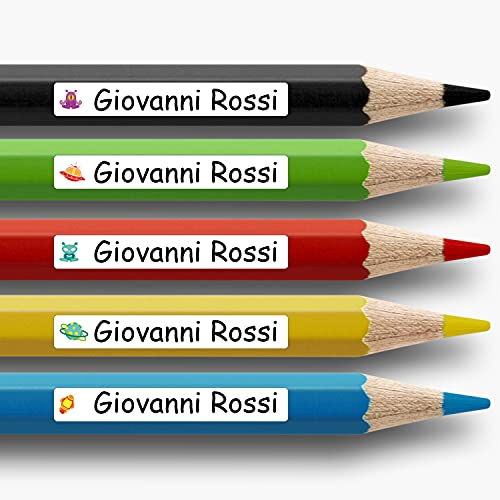 112 Adesivi personalizzati per la marcatura di oggetti, matite, penne, etc. in varie dimensioni e forme (BIANCO)