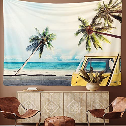 riijk Wandteppich extra groß 250x180cm. Motiv „Beach Bus“. Auch als Spielteppich. Großes Wandtuch für tolle Raum-Atmosphäre