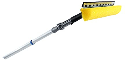 Teleskopstange mit Fensterwischer 4 Meter gelber Schwamm zum Reinigen von Dachfenster Fenster Wintergarten Wohnmobil verstellbar Schraubgewinde Aluminiumstange Ausziehbar Teleskop Stange