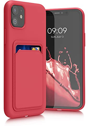 kwmobile Funda Billetera Compatible con Apple iPhone 11 Funda con Tarjetero - Carcasa Cartera Protectora con Espacio para Tarjeta - Rojo