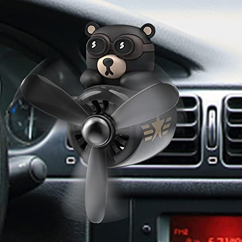 Cartoon Bär Pilot Auto Diffuser, Automotive Air Outlet Lüfterfrischer Vent Clips Aroma Diffusor, Duft Auto Lufterfrischer, Kreative Auto Parfüm Diffusor Dekoration (Schwarz)