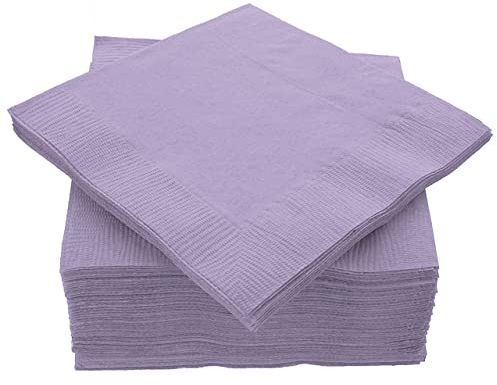 Amcrate Cocktail-Servietten, Einweg-Servietten, Lavendel, weiche und saugfähige Papierservietten für Abendessen, Partys, Hochzeiten oder den täglichen Gebrauch, 2-lagige Party-Servietten, 100 Stück