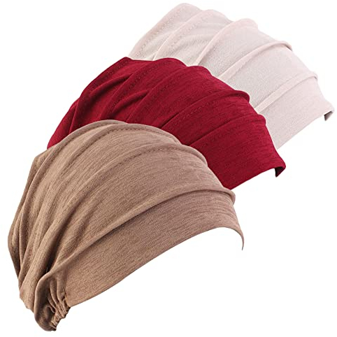 3 Stück Turban Beanie Mütze, Chemo Mütze Damen Baumwolle Slouchy Beanie Kopfbedeckung Schlafmütze für Krebs Haarverlust Chemotherapie Chemo Krebs Kopfbedeckung Turban für Frauen Haarverlust