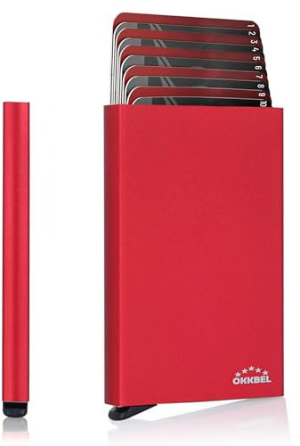 Porte Carte Bancaire Sécurise Anti Piratage Peut Ranger 8 a10 Cartes Femme et Homme Rigide Métalique en Aluminium-Porte Carte Credit Pop up en Métal avec Protection Anti RFID sans Contact OKKBEL