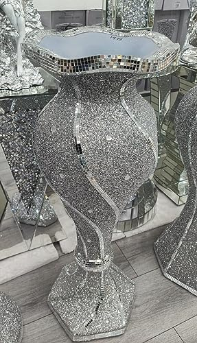 Biznest X Large 80Cm Shiny Sparkly Mirror Crushed Diamond Glitter Flower Pot Silver Floor Vase Luxury Home Decoration For Artificial Flowers (Silver Style 1)
