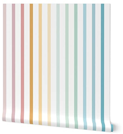 Spoonflower Whimsical Rainbow Peel and Stick Removable Wallpaper
