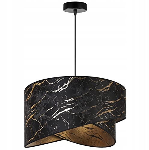 Light-Home Milan Lampenschirm Hängelampe Hängeleuchte - Deckenlampe Industrial für Wohnzimmer Schlafzimmer Esszimmer - Pendelleuchte aus Metall mit Lampenschirm Velours - Schwarz und Gold