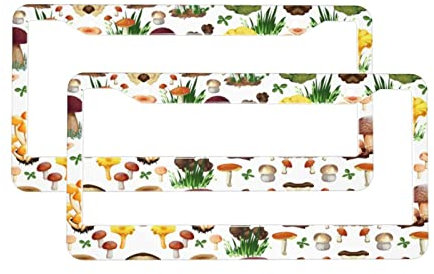 Japanische Malerei Pilz Nummernschild Rahmen Universal Auto Rostfrei Wetterfest Aluminium Auto Tag Halter Abdeckungen (2 Stück)