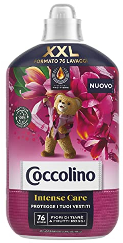 Coccolino Ammorbidente Concentrato Fiori di Tiarè e Frutti Rossi, Ammorbidente Lavatrice Intense Care con Tecnologia Pro-Fibre, Formato XXL Fino a 76 Lavaggi, 1750 ml