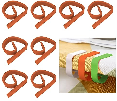 KARELLS Tischdeckenklammern, Tischdecke Halter, 8 Stück Tischdeckenklammern Kunststoff, Tischklammern, Tischtuchklammern, Tischklammern Für Gartentische, Tischtuchklammern Outdoor, Orange