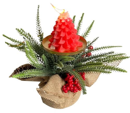 Weihnachtlicher Tischdekorations-Kerzenhalter, Weihnachtskerzenhalter, rote Früchte-Kerzenständer-Ornamente, Weihnachtsbaum-Atmosphärenkerze für Tischparty-Dekoration