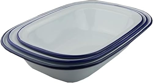 Lucaro - Juego de 3 platos rectangulares esmaltados para tartas – 20 cm, 22 cm, 24 cm, diseño vintage, apto para horno y estufa, apto para lavavajillas, bandeja, lata