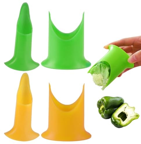 4 Pcs Pepper Corer Seed Remover Tomato Corer Remover Innovative Vegetable Core Remover Perfect Pepper Corer & Strawberry Huller Tool for Easy Meal Stuffed Jalapeno Peppers Salads Set of Two Sizes