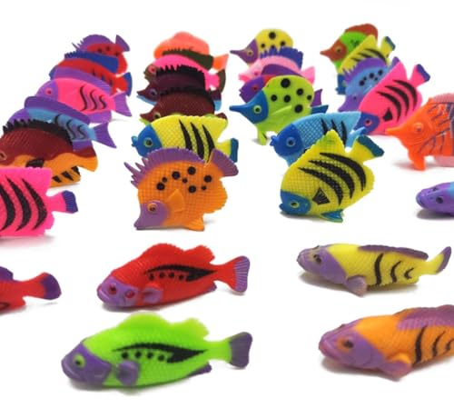 FDCGAS 15 PCS Aquarium Plastikfische - Künstliche schwimmende Fischfiguren realistische Sich bewegende Fische Ornament Tropische Fische Dekorationen für Aquarium Badespielzeug