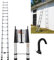 6,2 m di scale telescopiche Scala di estensione in alluminio leggero per casa Scala telescopica antiscivolo estensibile per soffitta con meccanismo di bloccaggio, capacità di 150kg