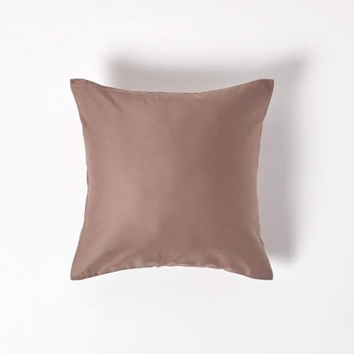 Homescapes 4er-Set Bio-Kissenbezug 40x40 cm braun aus 100% Bio-Baumwolle, Satin-Kissenhülle mit Reißverschluss