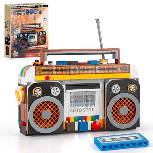 HIGH GODO Klassische Retro Radio Spielzeug, 554 Teile Mini Bausteine Kreativ Radio Spielzeug, Schreibtischdeko Modell Ideas Geschenk für Erwachsene Jugendliche Mädchen Jungen