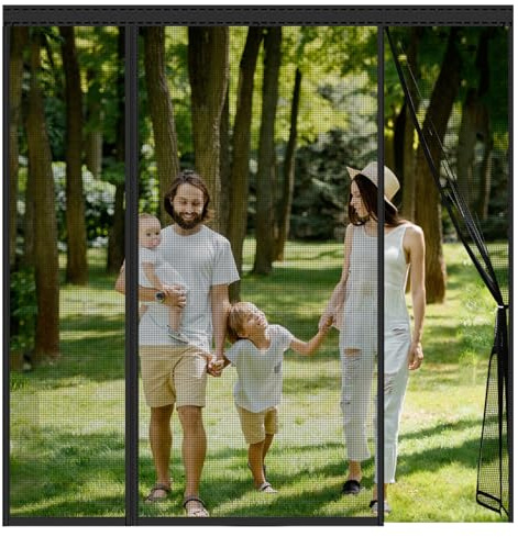 ZYXYMY Moustiquaire Porte Fenetre Magnétique,Moustiquaire Porte,Moustiquaire Baie Vitree Coulissante,Rideaux Toile Insect Ecran,Magnétique Moustiquaire Porte,Aucun Perçage Requis,180x220cm,Noir