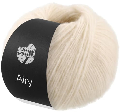 LANA GROSSA Airy | Flauschige Netzgarnstruktur aus 40% Baumwolle gefüllt mit 18% Merino- und 42% Baby Alpaka Fasern | Handstrickgarn | 50g Wolle zum Stricken & Häkeln | 170m GarnFB 13