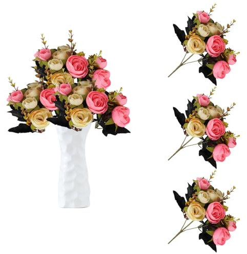 astylishome Blumenstrauss Künstlich Rose Blumen Brautstrauss Realistische Rosenblüten für Home Garden Party Büro Dekoration mit Single Long Stemmed Falsche Rosen 0314