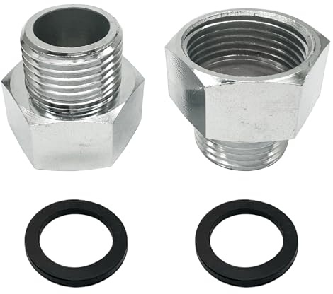 Faucet Adapter, 2 Pack Brass Faucet Adapter, 7/8 Female to G 1/2 Male Reducer Compression Fitting for Kitchen Bathroom Pipe Connector with Rubber Washer (Silver)