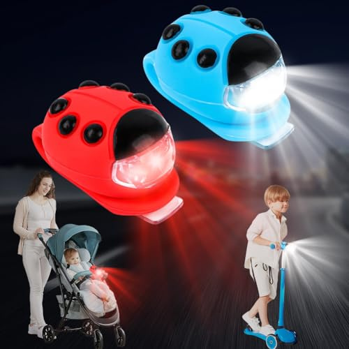 Zinueen LED Kinderscooter Licht - wasserdichte LED Rücklichter mit 3 Modi für Scooter, IPX5 Wasserdicht Led Rucksack Licht Kinderwagen Licht LED Kinder Rucksack und Kinderwagen-Zubehör
