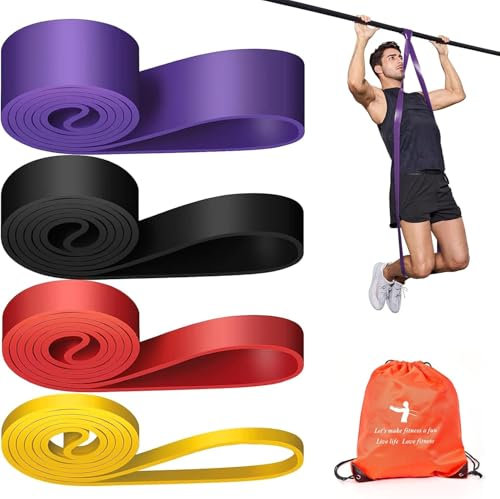 Set de Bandes d'Assistance pour Tractions de 5 lbs à 100 lbs, Bandes de Résistance Longues pour Tractions et Entraînement, Bandes de Sport pour Hommes pour l'exercice– Sac de Transport Inclus