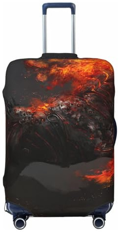 ZORIN Reisegepäck-Abdeckung, Trolley-Koffer, Fantasy-Pferd, Feuerschutz, waschbar, passend für 58,4 - 81,3 cm große Gepäckstücke, Schwarz , XL