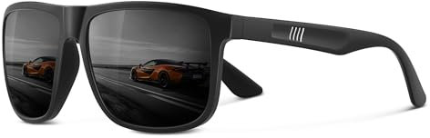 Wrimen Sonnenbrille Herren-Damen-Polarisiert-UV400 Blend Schutz-Mode-Retro-Unisex-Ultraleicht-Sonnenbrillen-Klassisch Rechteckig-Outdoor Sport Brille für Fahren Reise Angeln Mattes Dunkelgrau