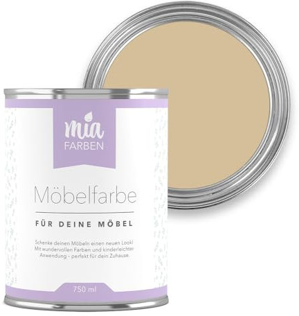 miafarben Möbelfarbe für Holz 750ml, Kreidefarbe, Möbellack ohne schleifen, Kreidelack (Mias Sandkorn)