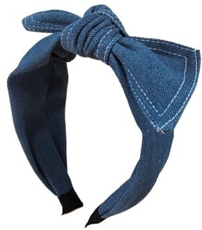 Cowboy-Haarreif mit Schleife, Vintage-Stil, gekräuselter Stoff, einfache breite Kanten, Hasenohren, Haarschmuck (schwarz)