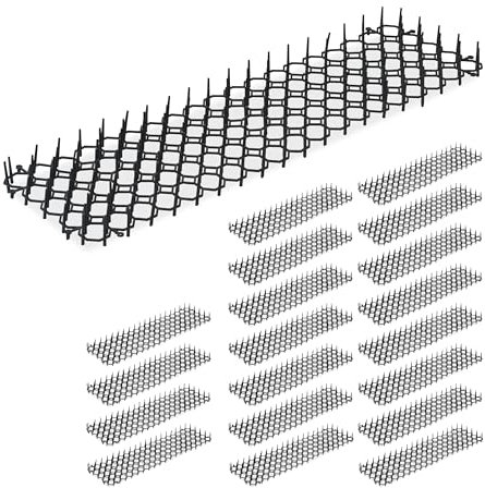 Relaxdays Dornengitter, 20er Set, Marder- & Katzenabwehr, Schutz für Beete, Pflanzen, Kunststoff, Stachelmatte, schwarz
