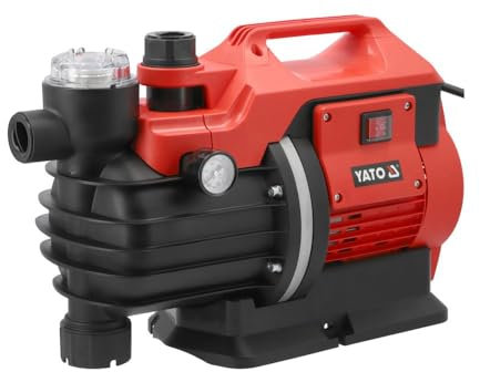 YATO Gartenpumpe 1300W Wasserpumpe Hauswasserwerk 5000l/h - Druckpumpe mit Manometer & Vorfilter - 5,3 bar, 53m Förderhöhe - IPX4 - für Garten, Brunnen, Regenwassertank, Camping