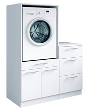 Laundreezy Waschraum Komplett-Set, Weiß - Modulares Schranksystem für Waschküche & Hauswirtschaftsraum - 118 x 162 x 68 cm (B/H/T)