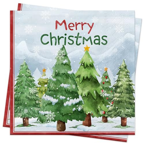 40 tovaglioli di carta con albero di Natale, tovaglioli di carta usa e getta per feste di Natale, decorazioni per la tavola, per pranzo e cena