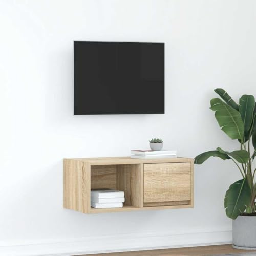 WEMYUFURN TV-Schrank Sonoma-Eiche lowboard Fernseher Tisch tv Board Couchtisch 60x31x25,5 cm Holzwerkstoff