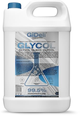 GiDeli Propylenglykol 99,5% 5 l - Monopropylenglykol PG - Flytande | Lösningsmedel för kosmetika, farma och kemi, industri och laboratorium, tekniska tillämpningar, blandbar med vatten