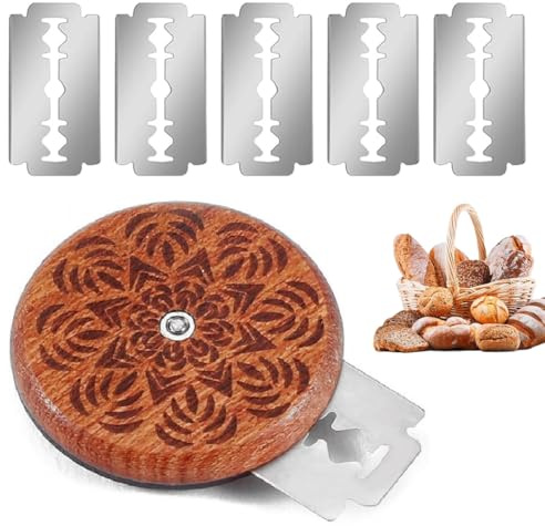 VAEIORP 1 Messerset und 5 Klingen Schneide Werkzeug, Teig Rasiermesser, Brot Lahm Scoring Tool, Baguettemesser, Scoring Cutter zum Einschneiden Baguette, Gebogene Brotmesser