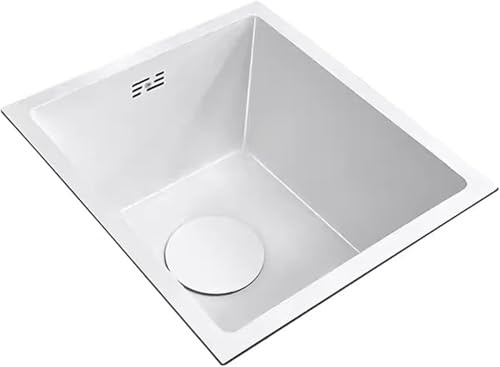 Fregadero de esquina de acero inoxidable for cocina, color blanco, resistente a altas temperaturas.