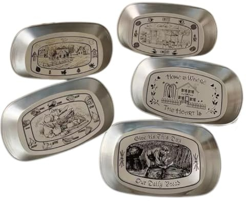 x trade 5 PCS Serving Plates Vintage Tinplate Boat Platter Cookie Tray Fruit Holder Dish for Dessert Breakfast Dinner Buffet Sandwich Pastry Cake (Set 1)