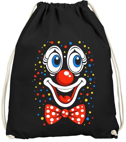MoonWorks® Turnbeutel - Clownsgesicht - Fasching Karneval Gadgets Spruch lustig Faschingsartikel Accessoires Tasche Gymbag Schwarz unisize