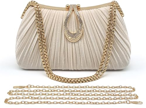 Pahajim Abendtasche Clutch mit Strass Glitzer Handtasche Damen Klein Umhängetasche Elegant für Hochzeiten Gala Party (Gold)