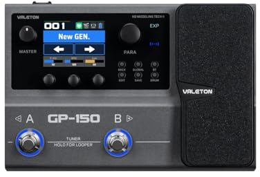 Valeton GP-150 Multi-Effektprozessor für Gitarre mit Expression-Pedal, über 200 Effekte, SnapTone NAM Modellierung, Infrarot Ladegerät, Looper, Trommel-Box, USB-Audio-Interface
