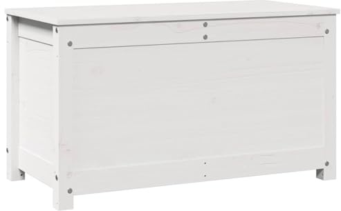 HETFTJN Truhe Weiß 80x40x45,5 cm aus massivem Kiefernholz - Rustikale Sitztruhe mit Gasdruckfeder & großem Stauraum - Stabile Aufbewahrungsbox mit Deckel für Wohnzimmer & Flur