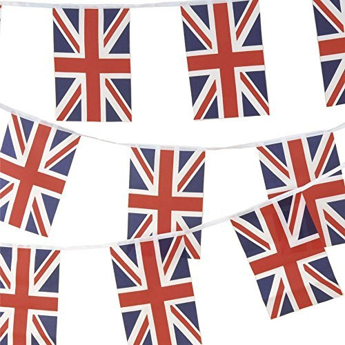 Guirlande de 30 drapeaux du Royaume-Uni en tissu Union Jack Fierté britannique